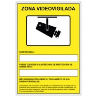 SEÑAL HOMOLOGADA AVISO CAMARAS DE VIGILANCIA 24 HORAS 210x297MM PVC AMARILLO ARCHIVO2000 6172-09 AM (Espera 4 dias) en Huesoi